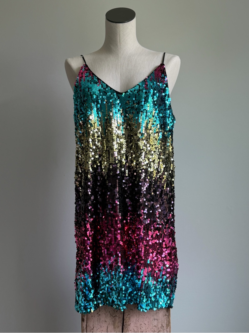 Multicolor Sequin Slip Dress